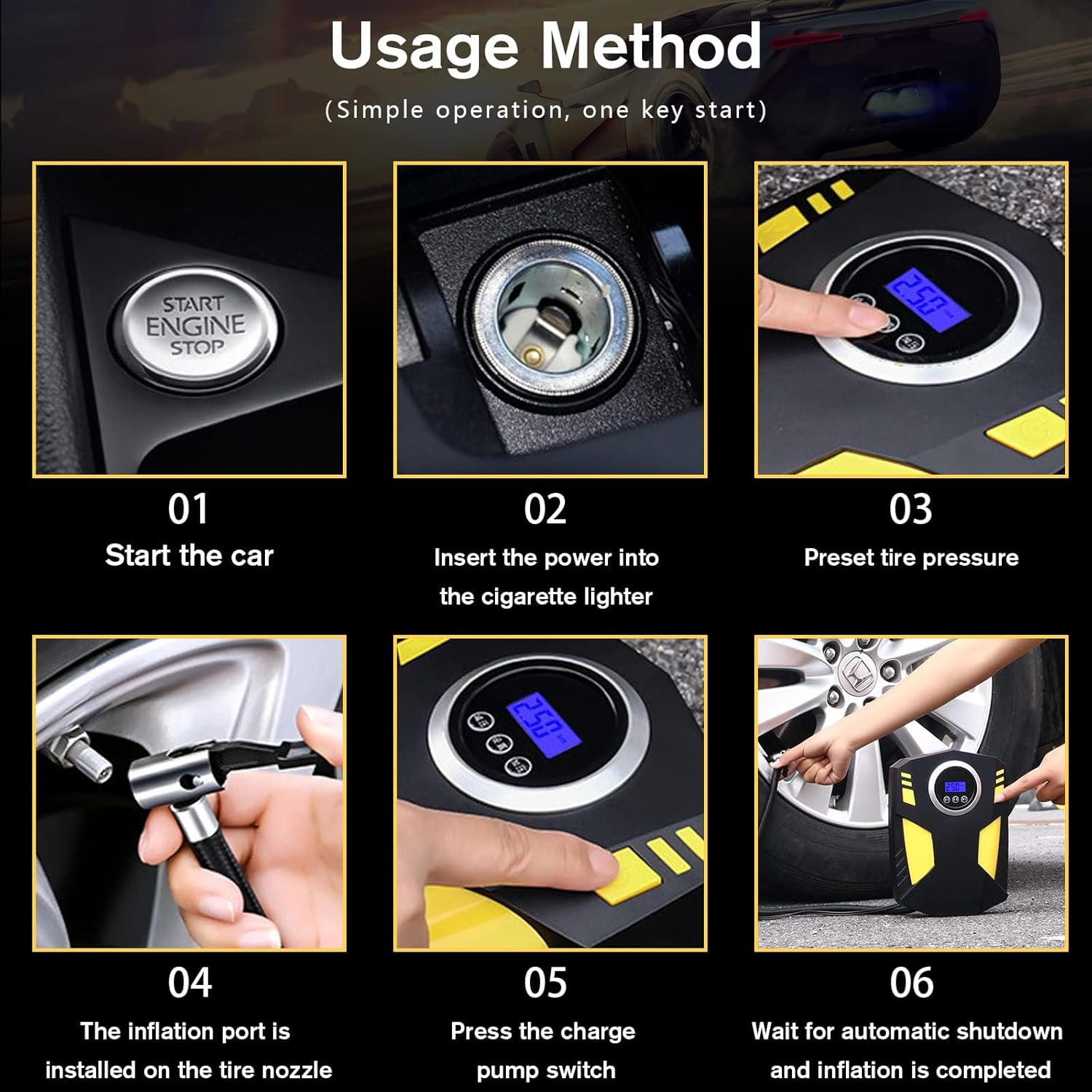 Electric Corded Car Tyre Inflator Portable Air Compressor Pump 12V 150PSI