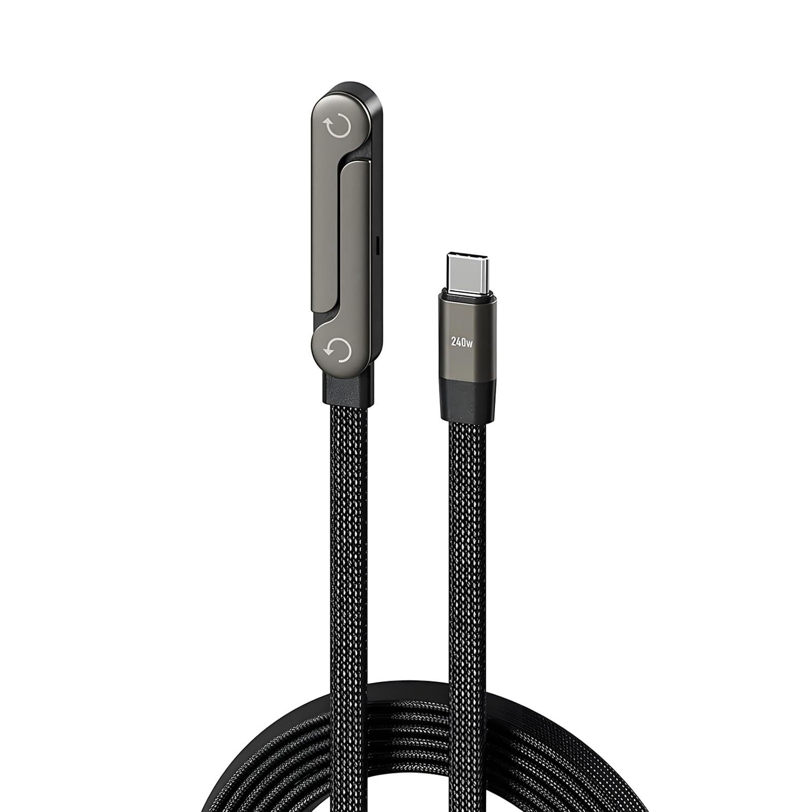 Type C to Type C Cable 240W Fast Charger Braided Cable Foldable Phone Stand 1.5m
