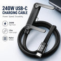 Type C to Type C Cable 240W Fast Charger Braided Cable Foldable Phone Stand 1.5m